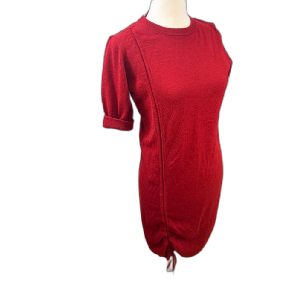 Love Moschino Red Knit Sweater Dress‎ Short Sleeve Ruched Hem Approx Small Party - Picture 4 of 7